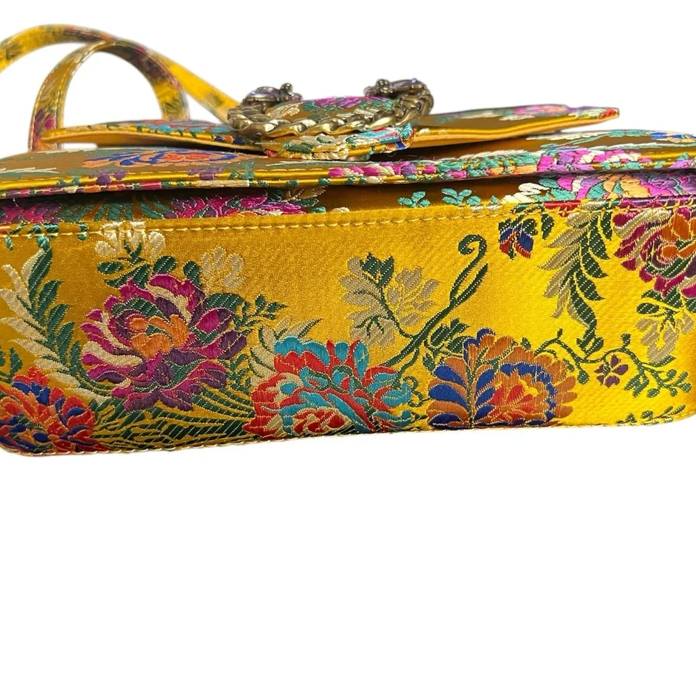 ALDO Telawen handbag Yellow Floral Embroidered Satin Crossbody Bag - Picture 5 of 9